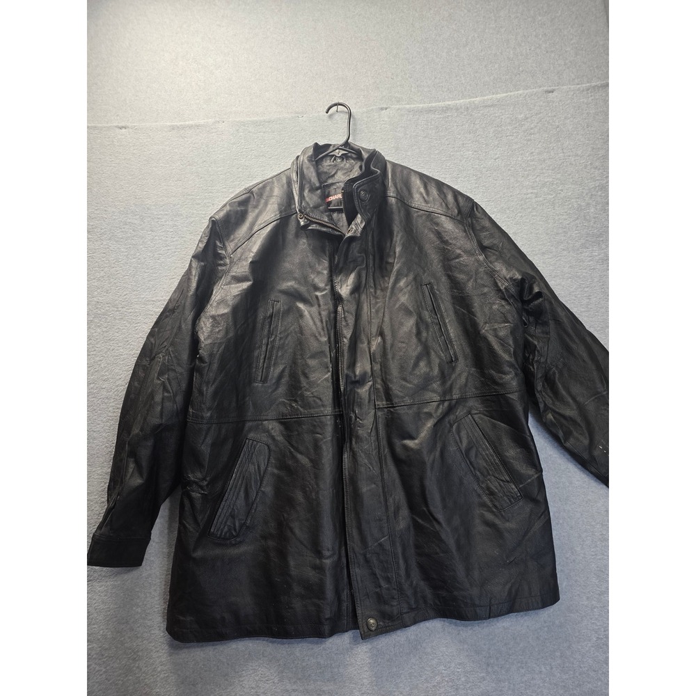 Charles Klein Mens Black Leather Jacket Coat Zip Front 3X Plus Size Vintage